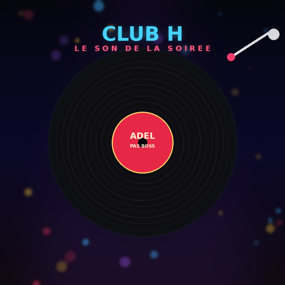 Pochette du son : vinyle néon Club H, dédié à Adel